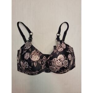 Victorias Secret Very Sexy Push Up Bra Sz 32DDD Dark Floral Mesh Sides